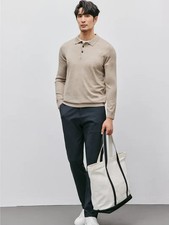 Men's Semi Casual Knitted Sweater Long Sleeve Polo Shirt Stretch Business Top