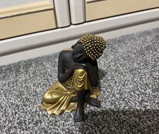 Gold Black Resting Buddha Ornament Statue Puckator Resin Figurine Zen Decor