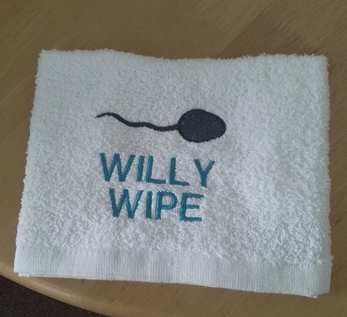 Embroidered novelty willy - novelty, wipe