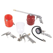 Air Tool Compressor Kit Tyre Inflator Spray Gun Blower Hose Gravity Fed 5 Pieces