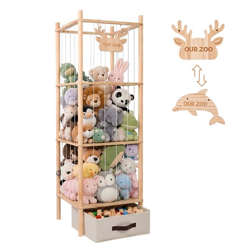 Wooden stuffed animal storage - animal,