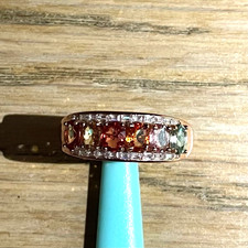 Tourmaline Multi-Colour 6 Gemstone Adjustable Ring