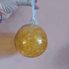 Bath Aqua Glass, Hanging Friendship Ball yellow gold Art Glass 2013