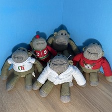 5X Official PG Tips Chimp Monkeys Knitted Beanie Toy Plush in TShirt 7" Bundle