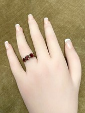 Antique Georgian Flat-Cut Garnet Half Hoop 9K Band - Circa 1800