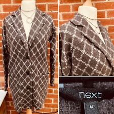 NEXT Size 12-14 Grey Jacket Coatigan Check Boucle Excellent
