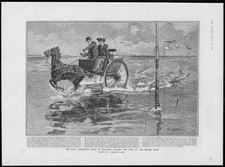 1906 Antique Print - ESSEX Broom Road Racing Tide Maplin Sands Horse Poles (191)