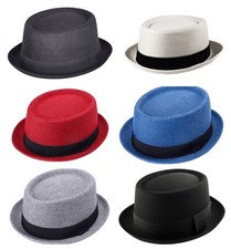 Mens Pork Pie Round Summer Sun Classic 100% Polyester Hat Cap Trilby BreakingBad