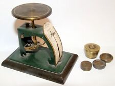 1930's Letter Scales  Brass platform and Bakelite base + vintage brass weights