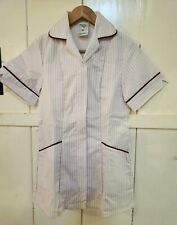Pink & Grey Stripe Hospital Clinic Nurse Healthcare Beauty Tunic Wine Trim 32"