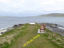 Photo 6x4 Seaside bench by the Broch of Gurness Durrisdale On a promontor c2015