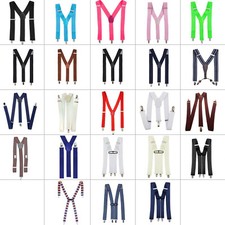 UNISEX ADJUSTABLE BRACES MENS TROUSER ELASTIC X/Y-BACK SUSPENDERS METAL CLIPON