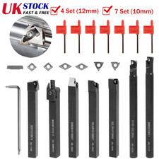 Lathe Turning Tool 12/10mm Shank 4/7PCS Metal Lathe Tools Holder Insert Boring