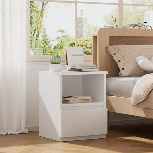 White wooden bedside - white, table