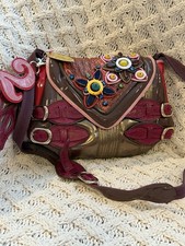 Bracher Emden Buckle Purse Raspberry Snakeskin Leather Embellished New