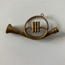 Vintage Miniature Brass Hanging Trumpet Horn Bugle Ornament Christmas