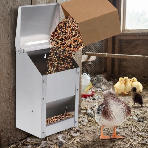 Stainless steel chicken feeder - stainless,