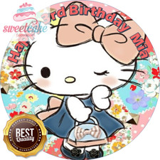 Hello Kitty Personalised Edible Cake Topper High Quality Icing or Wafer Card
