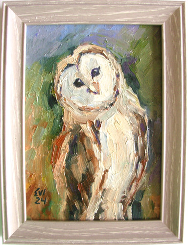 Owl framed original oil - framed,
