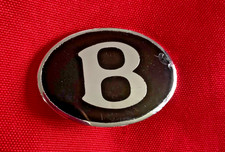 Bentley Original Oval Badge 4.5cm x 3.25cm Chrome Black Enamel Used Good cond.
