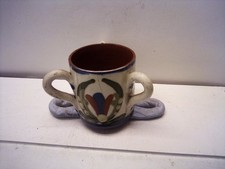 Watcombe pottery   DEVON TORQUAY WARE 3 handled TYG/MUG SCANDY MOTTO WARE 4.5 cm