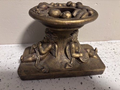 Gold cherub candle holder - holder, tea