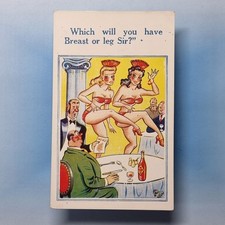 Saucy Comic Postcard C1960 Night Club Dancers Boobs Wine Breast Leg PIP