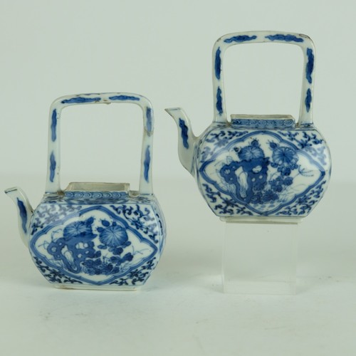 Chinese teapots blue and - and, white