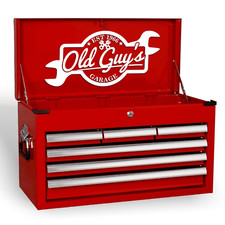 Old Guys Garage Funny Novelty Mechanics Garage Shop Tool Box Vinyl Decal Sticker