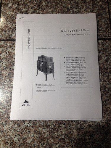 Jotul 118 black bear wood - f,