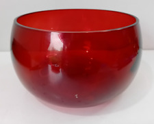 RED GLASS FRUIT BOWL Hand Made Quality 7"/18cm x 4.5"/12cm Round Decorative
