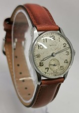Vtg 1940s Peerex Stauffer & Son 15 Jewels Military Style 28mm Steel Gents Watch
