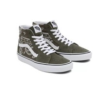 VANS Sk8 Hi Peace Paisley Grape Leaf  True White Unisex Size 6.0 Olive Green NEW