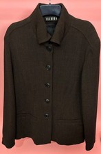 Dark Brown Ischiko Jacket, Tube Collar, 60% Wool, Size 16, Vintage, Textured