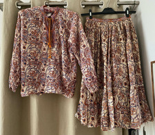 Vintage 70s CITY SWINGERS cotton indian TOP SKIRT floral phool anokhi adini S