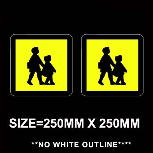 School bus warning sticker - 2x,