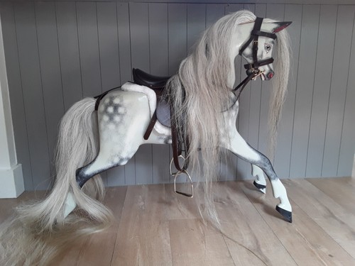 Brown leather rocking horse - brown, 8"