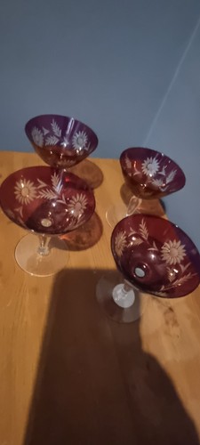 Set red etched floral - set,