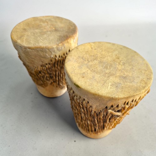 Antique tribal hand drums pair - antique,