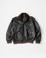 Vintage 90s Brown Leather Flying Jacket – Size Large