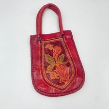 Beautiful Little India Sheepskin Red Handbag, Vintage Red Dyed Sheepskin Purse