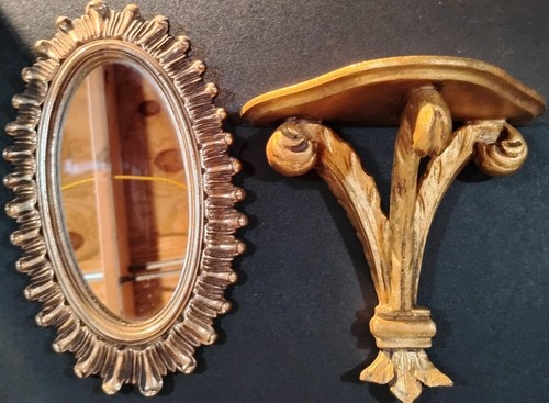 Gold vintage wall shelf - gold,