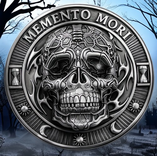 Silver memento mori - silver, 3d
