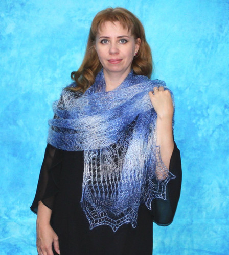 Blue knitted scarf - ,, warm