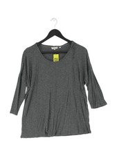 FatFace Women's Top UK 12 Grey Viscose with Other Long Sleeve Round Neck Basic