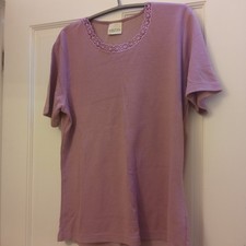 Eastex, Dusky Pink Tee Shirt. New. Detail Round The Neck. Size 18