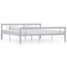 Bed Frame Grey and White Metal