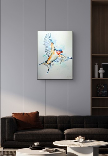 Original swallow bird - bird, painting