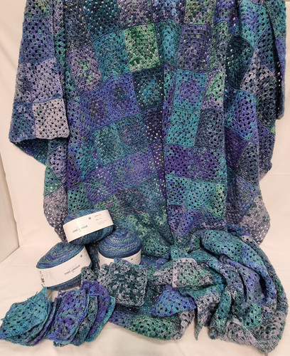 Hand made crochet blanket - crochet, aqua