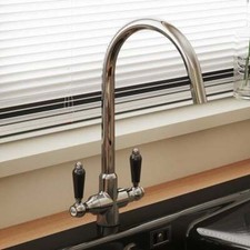 Astini Colonial Chrome & Double Black Ceramic Handle Kitchen Sink Mixer Tap